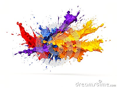 Colorful splattered oil paint 3d rendering high texture Stock Photo