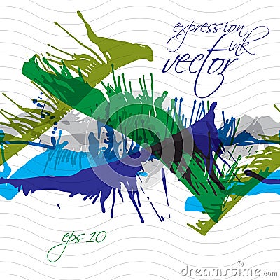 Colorful splattered web design repeat pattern, art ink blob, multilayered paintbrush drawing. Bright graffiti transparent Vector Illustration