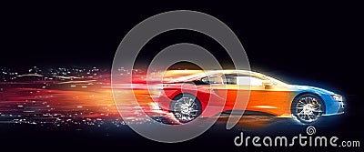 Colorful sports car - speed trails Stock Photo