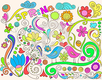 Colorful spring doodle Vector Illustration