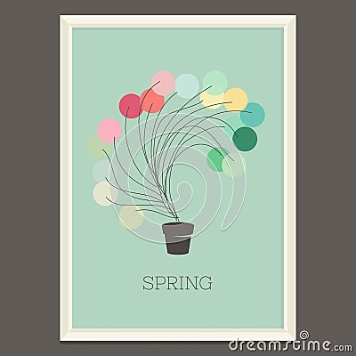 Colorful spring poster with magic plant Vector Illustration