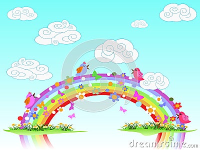 Colorful spring rainbow Vector Illustration