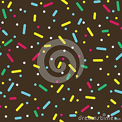 Colorful Sprinkles Donut Glaze Seamless Pattern Vector Illustration