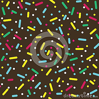 Colorful Sprinkles Donut Glaze Seamless Pattern Vector Illustration