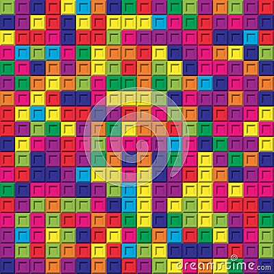 Colorful square bricks mosaic seamless pattern background Vector Illustration