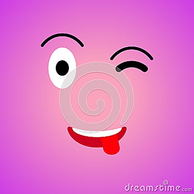 Colorful square emoji. Big flat cartoon style. Face funny backgound. Vector illustration. Vector Illustration