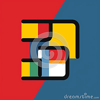 Colorful Square Logo Inspired By Primitivist Elements And Ndebele Art Cartoon Illustration