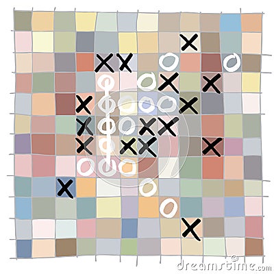 Colorful square pattern, based on manually drawn brush lines, containing a Vector Illustration