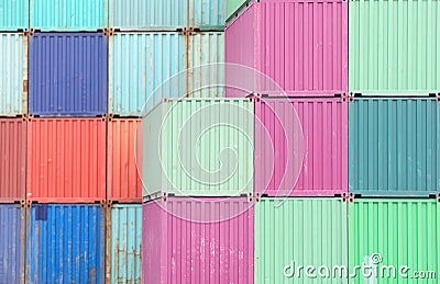 Colorful stack of container shipping Stock Photo