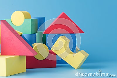 Colorful stack of cube building blocks Stock Photo