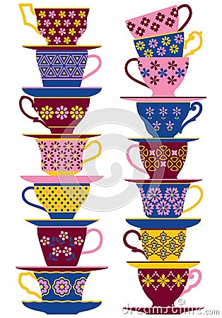 Colorful stacked cups Vector Illustration