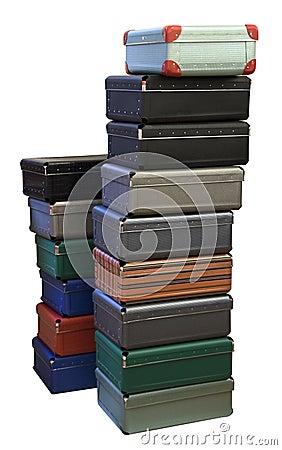 Colorful stacked suitcases Stock Photo