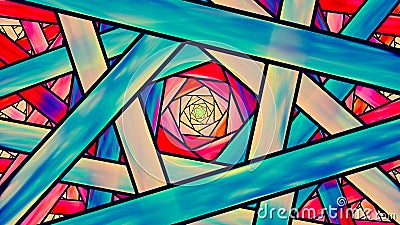 Colorful stained glass fractal teal and orange cinematic style Stock Photo