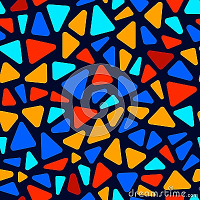 Colorful stained glass triangle shape mosaic geometric seamless pattern, vector Vector Illustration