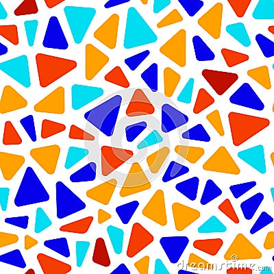 Colorful stained glass triangle shape mosaic geometric seamless pattern, vector Vector Illustration
