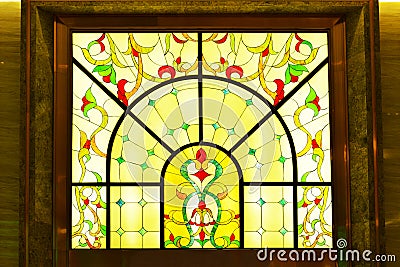 Colorful stained glass window Stock Photo