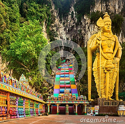 Colorful stairs of Batu caves. Malaysia Stock Photo