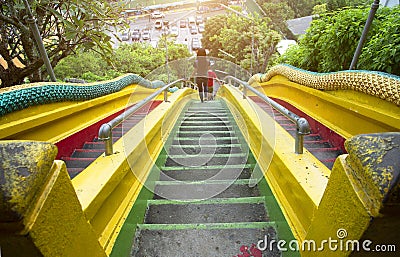 Colorful stairs in Wat tham khao noi buddhist temple Editorial Stock Photo