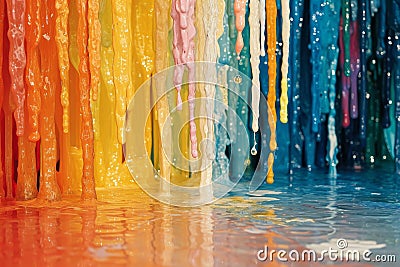 Colorful Stalactites of Dripping Paint Stock Photo