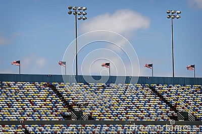 Colorful stands at Daytona 500 racetrack on summer day. Stock Photo