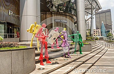 Colorful Statues in front of a Shopping Mall in Singapore, Singapore Editorial Stock Photo
