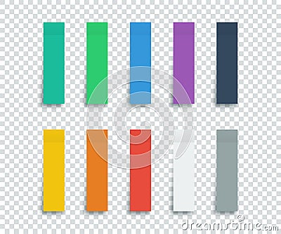 Colorful Stickers set isolated on transparent background. Stickers. Paper stickers tape with shadow. Vector colorful stickers for Vector Illustration