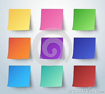 Colorful sticky note, Post-it. vector illustration. Vector Illustration