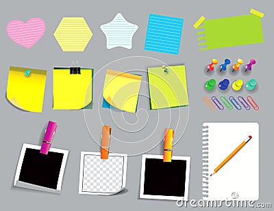 Colorful sticky note or ripped paper. using in school, work or office activity. Stock Photo
