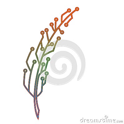 Colorful stilised quill made of curcit. Digital creativity concept. Logo or icon design Vector Illustration