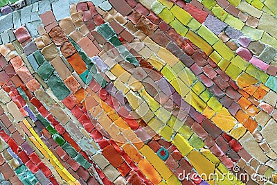 Colorful stone mosaic with chaotic pattern, seamless. Marble-stone mosaic texture. Stock Photo