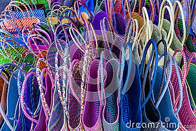 Colorful Straw Baskets Handicrafts Oaxaca Mexico Stock Photo