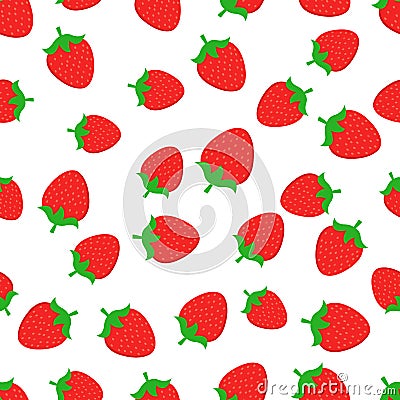 Colorful strawberry seamless vector pattern background. Healthy food. Fruit summer pattern, colorful print for design. Vector Illustration