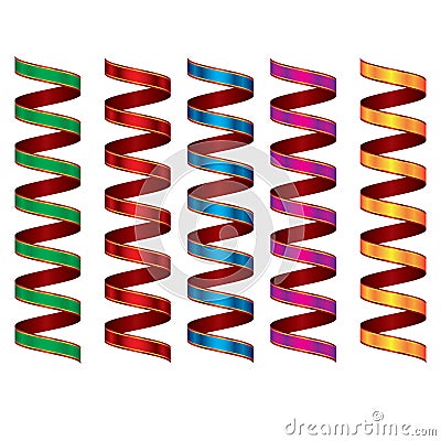 Colorful streamer. Carnival party serpentine decoration Vector Illustration