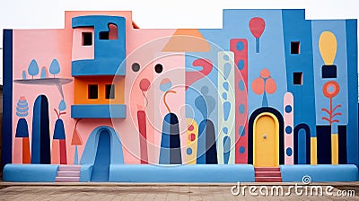 Colorful Street Art With Organic Shapes And Ndebele-inspired Motifs Cartoon Illustration