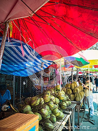 Colorful street fruit stalls in summer time Editorial Stock Photo
