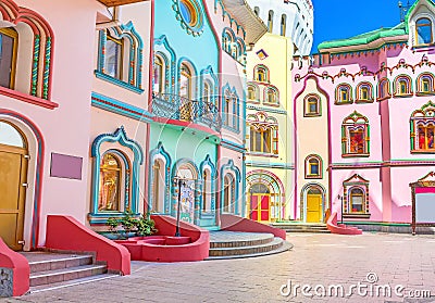 The colorful street of Izmailovsky Kremlin Stock Photo