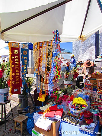 Colorful Street Market in Copacabana, Bolivia Editorial Stock Photo