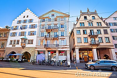 Colorful street of Zurich Swiss architecture view Editorial Stock Photo