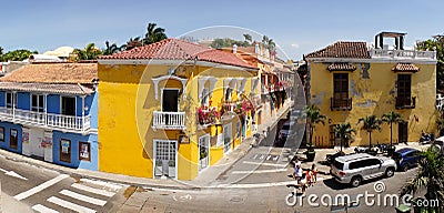 Colorful streets of Cartagena, Colombia. Editorial Stock Photo