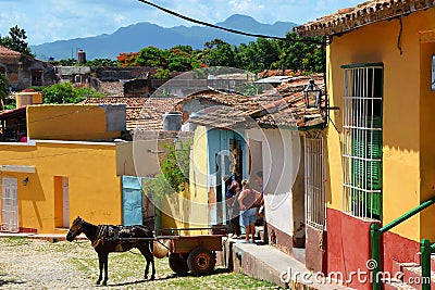 Colorful streets, colonial Trinidad Editorial Stock Photo