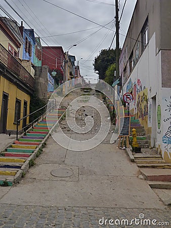 Colorful streets and houses in valparaiso Stock Photo