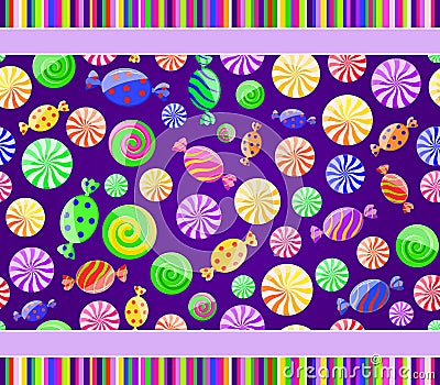 Colorful striped candy seamless pattern Vector Illustration