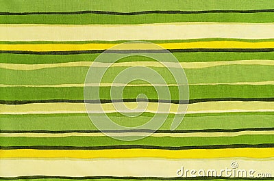 Colorful striped fabric texture. Thin cotton cloth with horizontal colored lines pattern. Textile with green yellow beige brown Stock Photo