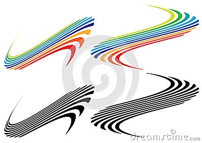 Colorful stripy stripes lines with wavy, billow effect. Abstract design elements Cartoon Illustration