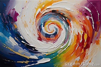 Colorful strokes emerge, swirling and converging to form an enchanting spiral of vibrant energy Stock Photo