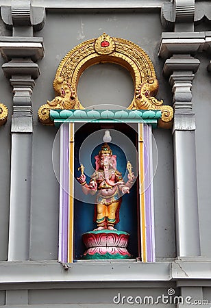 Colorful stucco Ganesha on camber altar at the temple of Hinduism and Brahmanism. The Lord of success. Stock Photo