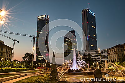 Colorful, stunning Fountain of The Four Seasons, Fontana delle Quattro Stagioni at Julius Caesar Square, Piazzale Giulio Cesare Editorial Stock Photo