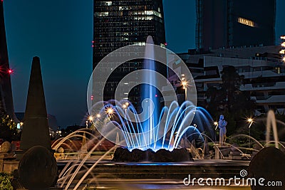 Colorful, stunning Fountain of The Four Seasons, Fontana delle Quattro Stagioni at Julius Caesar Square, Piazzale Giulio Cesare Editorial Stock Photo