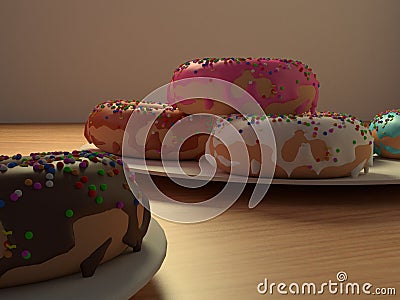 Colorful sugar donuts on a plate Stock Photo