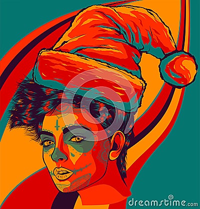 colorful sugar skull lady vector illustration design Vector Illustration